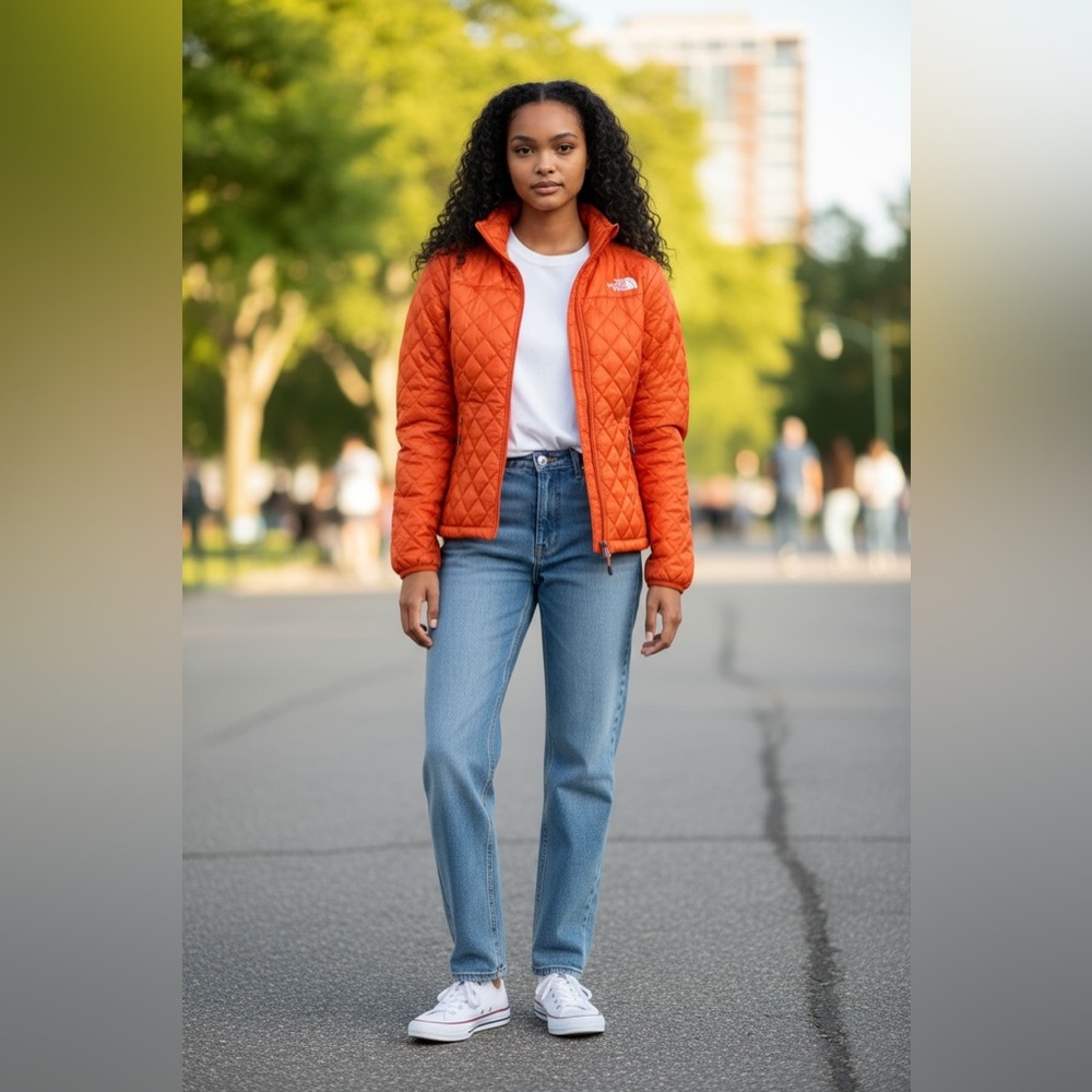 The North Face Women's Bright Orange Puffer Jacket - Picture 9 of 16